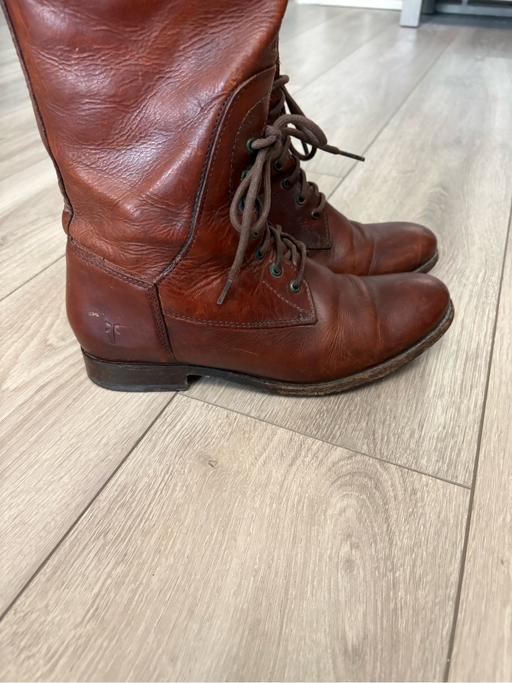 FRYE Melissa Lace Up Tall Riding Boots Redwood Women’s Sz 8 - Picture 4 of 12